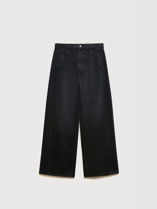 Black denim oversized workwear trousers - Pants
