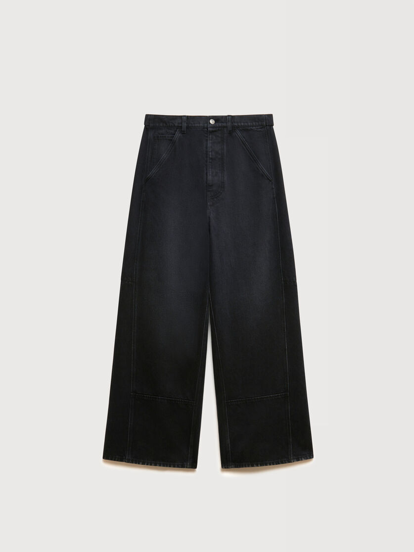 Black denim oversized workwear trousers, Image 1
