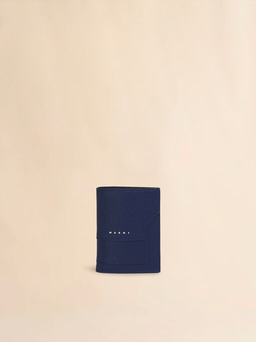 Blue saffiano leather bi-fold wallet - Wallets