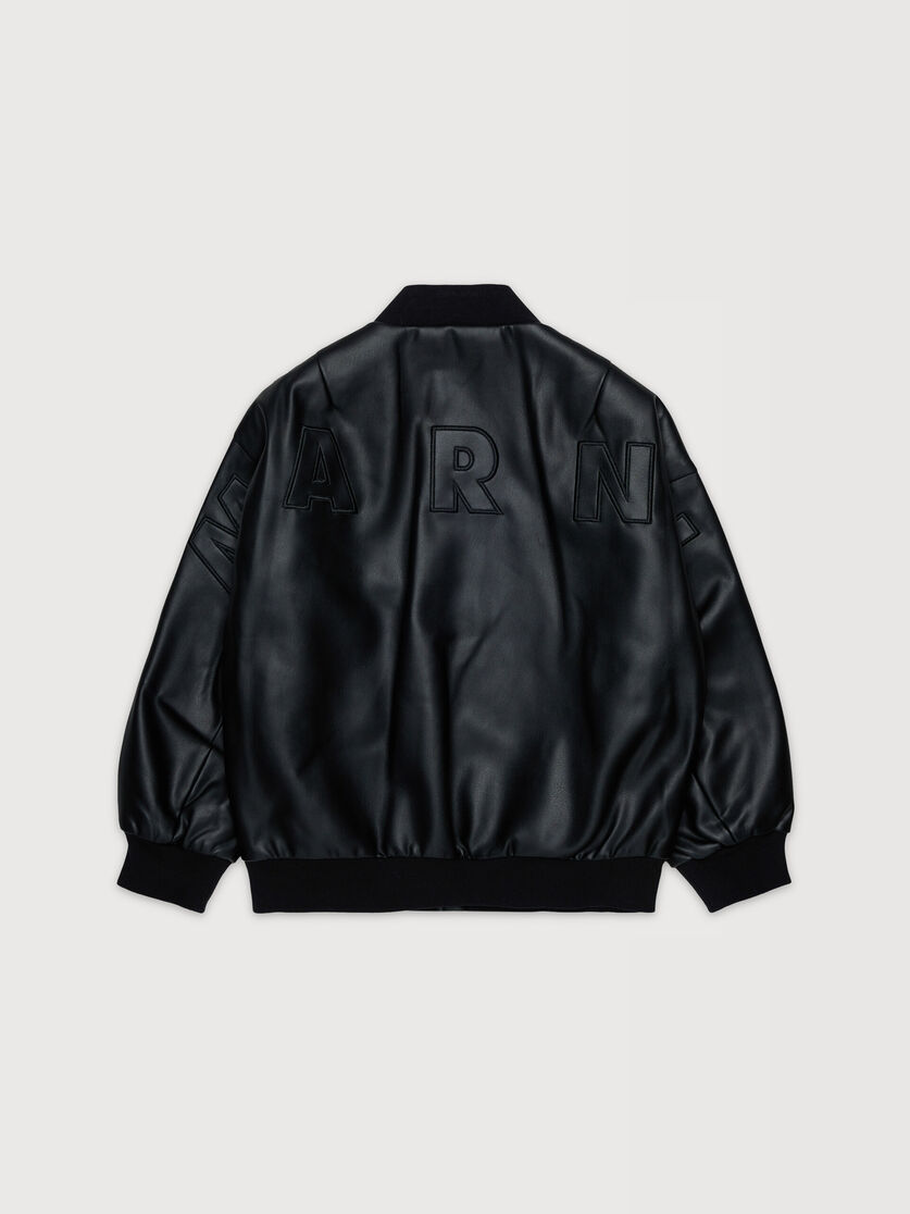 Blouson aviateur en tissu enduit noir avec broderie Marni, Image 2