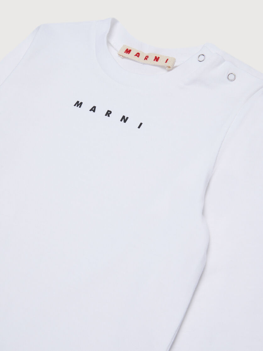 White long-sleeved cotton T-shirt with small Marni logo, Image 3