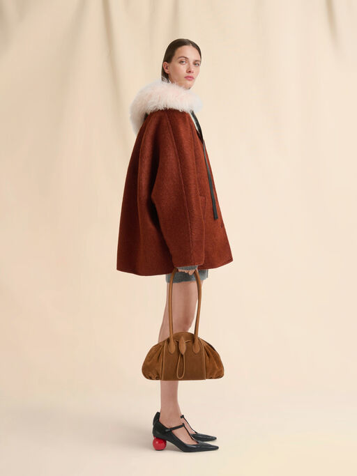 Brown Suede Tulipea Shoulder bag - Shopping Bags