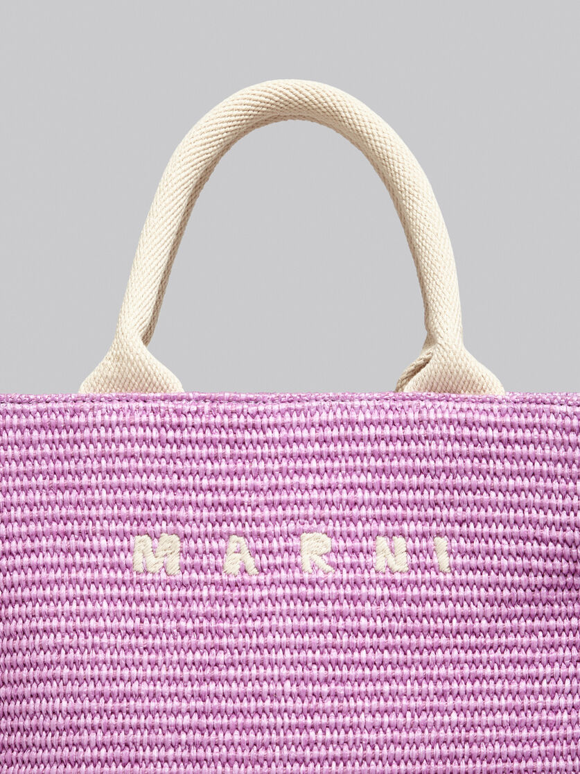 Small Tote in lilac raffia-effect fabric - Shopping Bags - Image 5