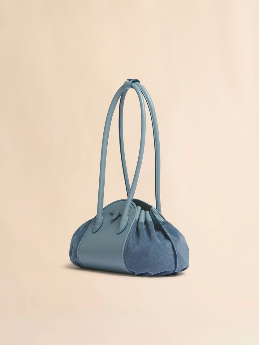 Blue leather and suede Tulipea shoulder bag, Image 3