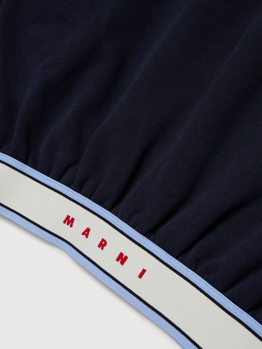 Dark blue cotton hoodie with elasticated logo band, Image 4