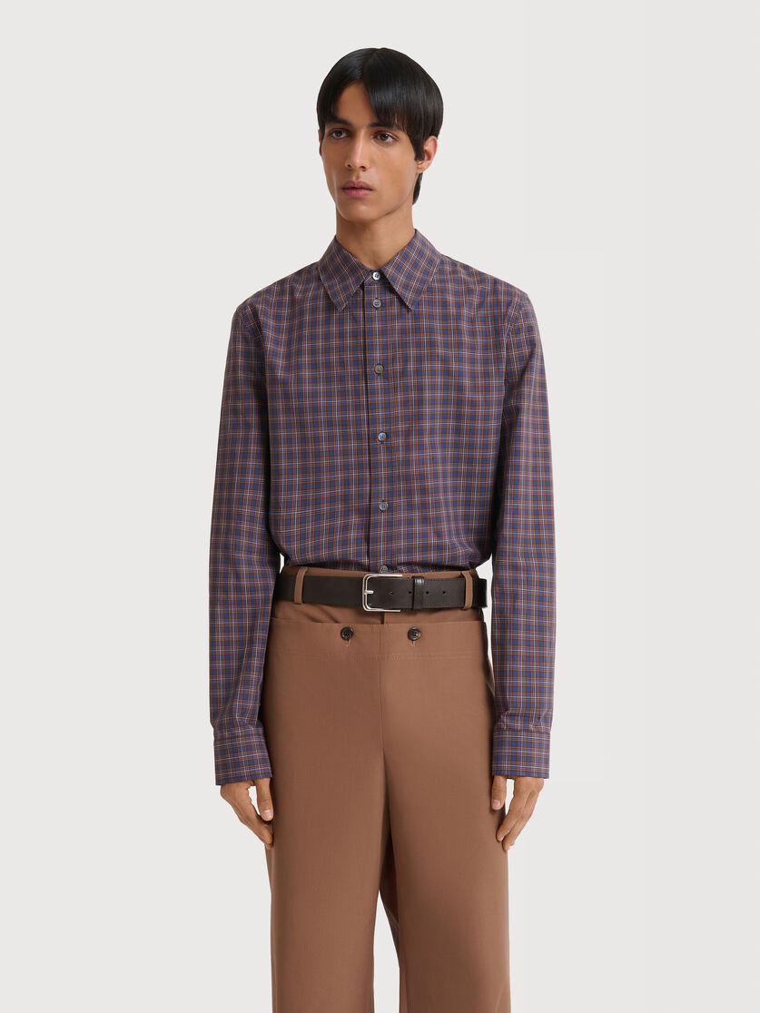 Blue checked cotton shirt, Image 2
