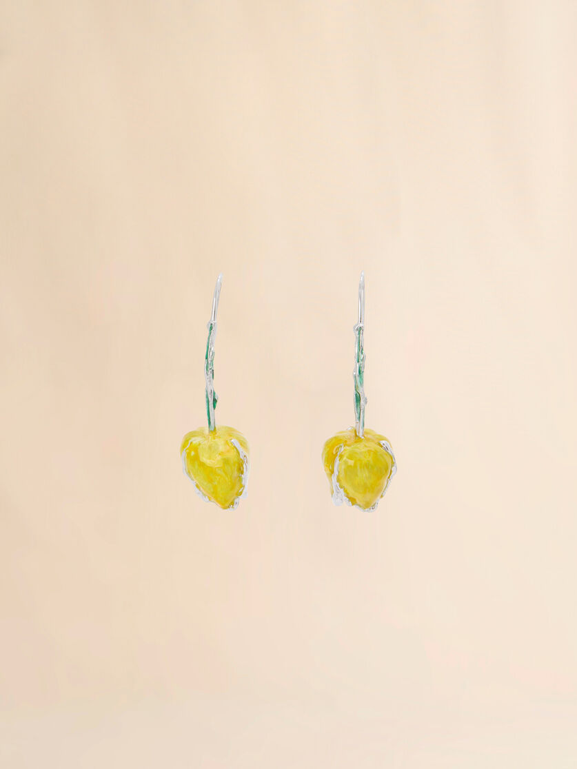 Yellow enamelled Tulip earrings - Earrings - Image 1