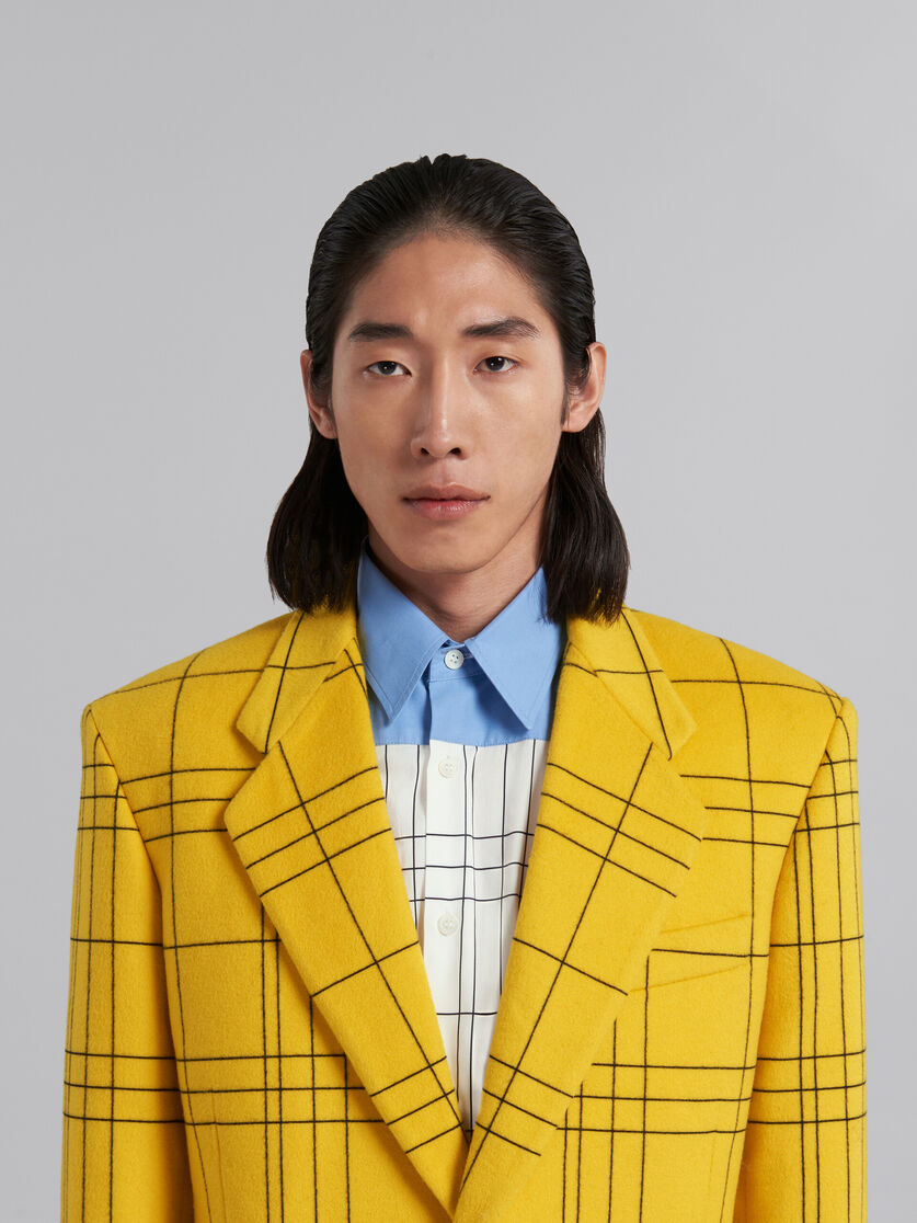 Yellow checked wool felt blazer - Jackets - Image 4