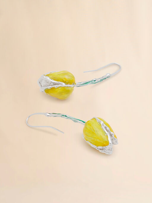 Yellow enamelled Tulip earrings - Earrings