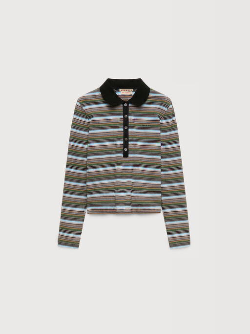 Multicolour striped jersey polo shirt - Shirts