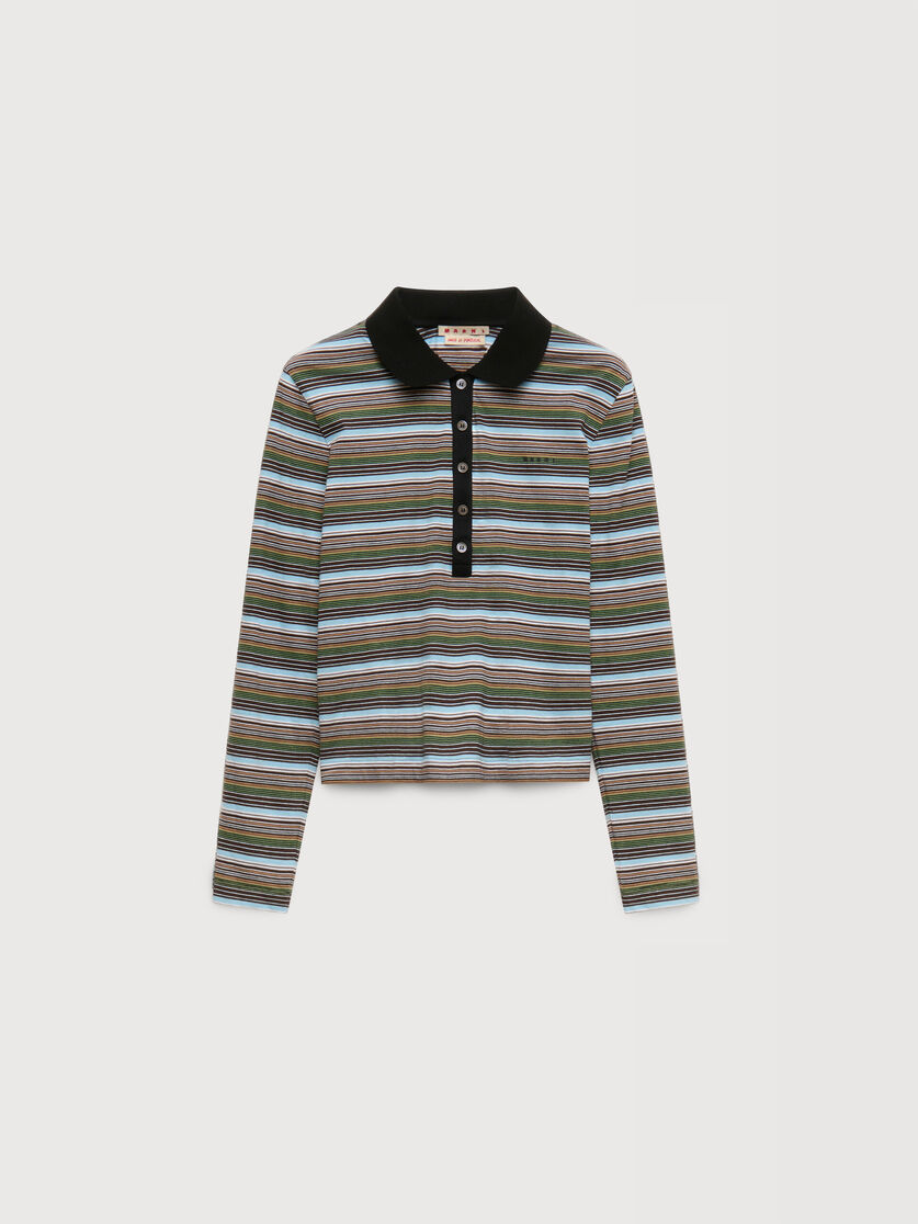 Multicolour striped jersey polo shirt, Image 1