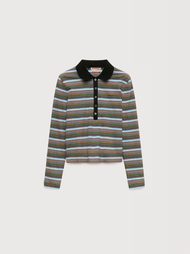 Multicolour striped jersey polo shirt - Shirts