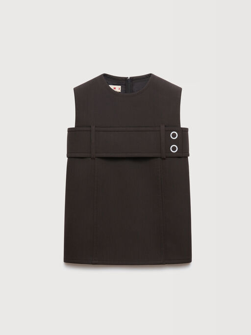 Brown wool top with belted bust - Shirts