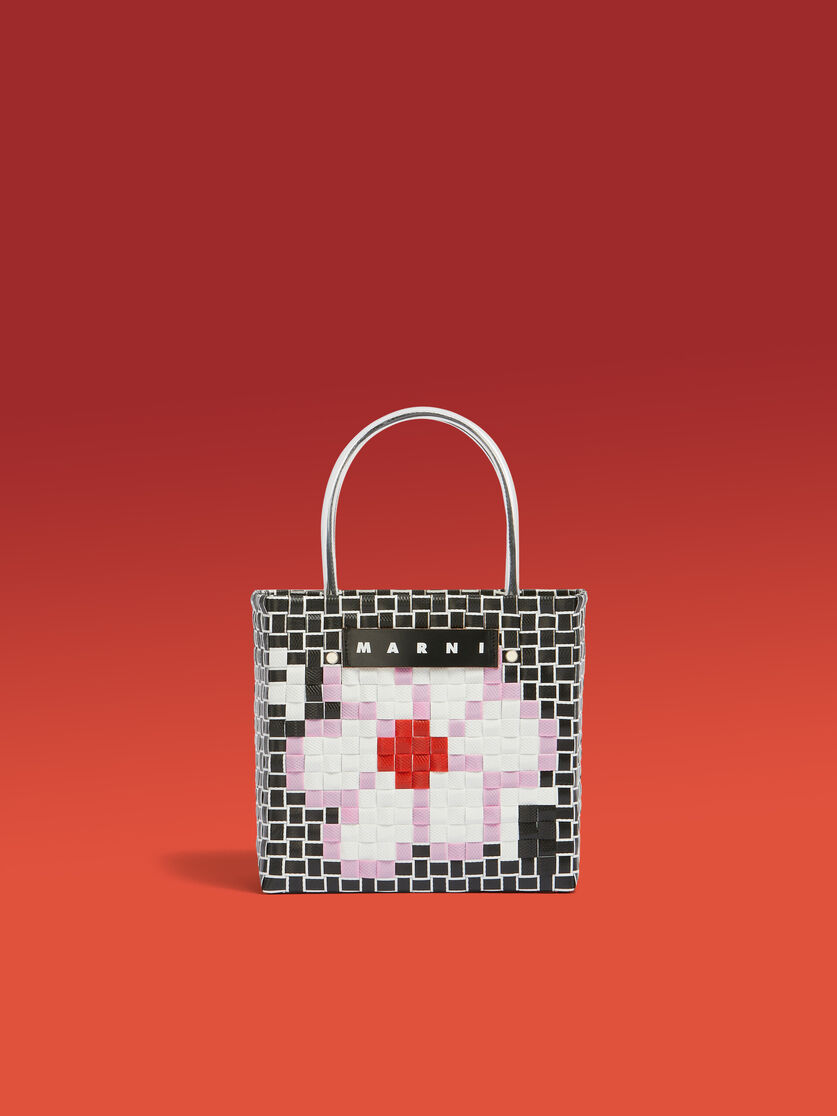 ホワイト(ブラック/ホワイト) MARNI MARKET FLOWER MINI BASKET BAG - ショッピングバッグ - Image 1
