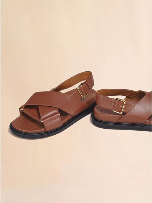 Sandales Fussbett en cuir marron - Sandales