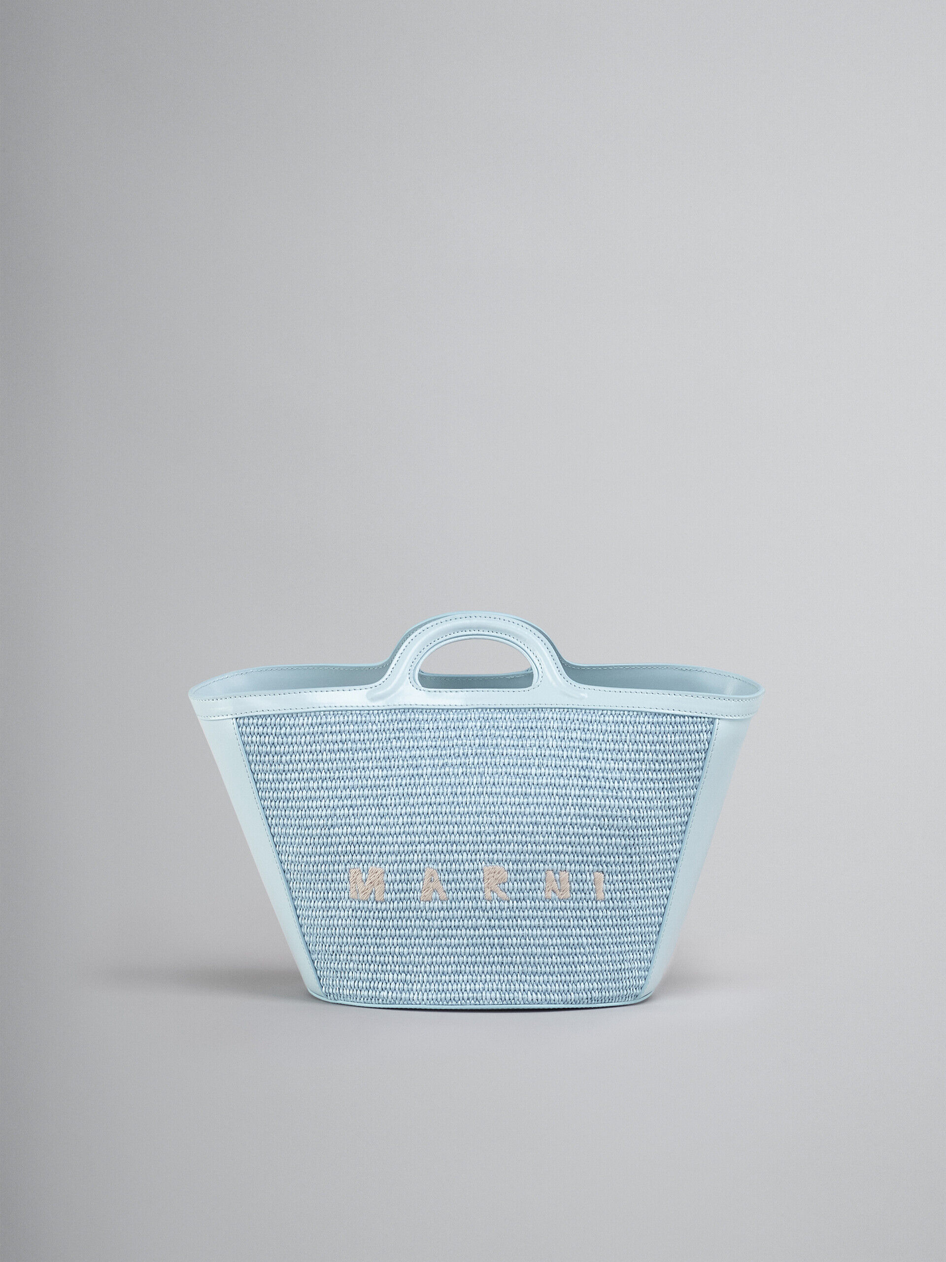 Tropicalia Small Bag in light blue leather and raffia-effect