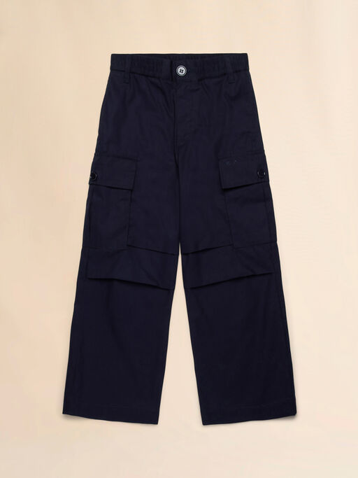 Blue gabardine cargo pants - Pants