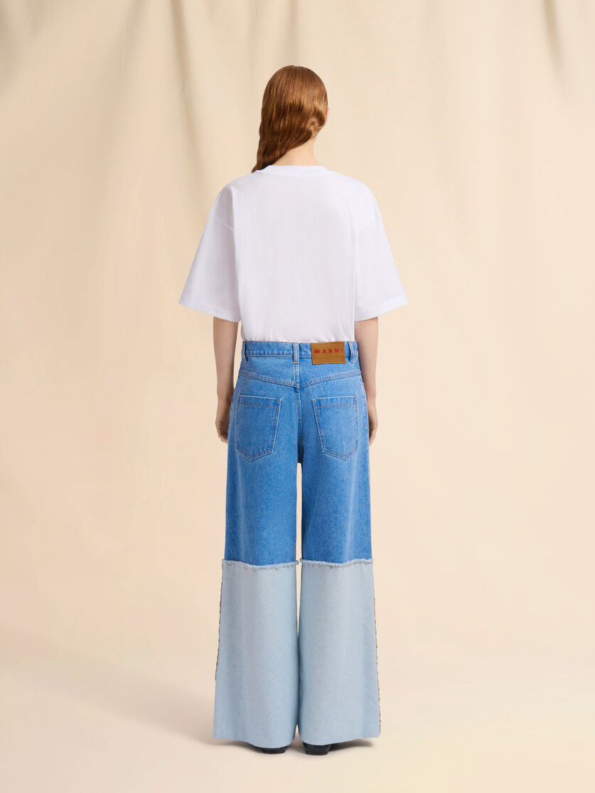 Wide-leg blue denim jeans with extra high cuffs - Pants - Image 3