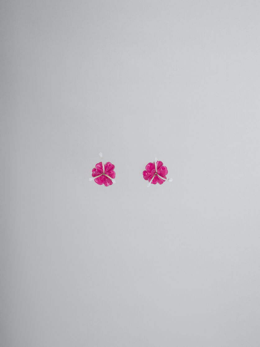 Enamelled metal flower stud earrings - Earrings - Image 1