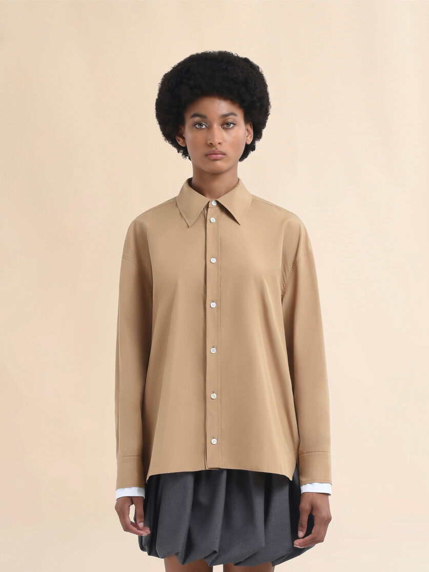 Beige organic cotton shirt with Marni Symbol - Shirts - Image 2