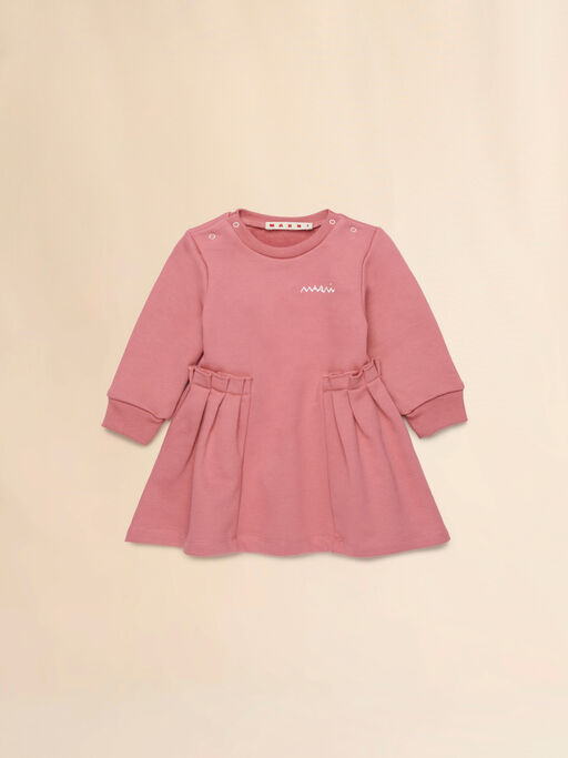 Pink cotton sweat dress with Marni Symbol print - Dresses