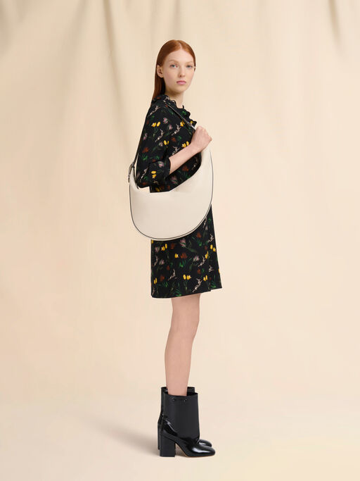 Cremefarbene kleine Hobo-Tasche Dot aus Leder - Schultertaschen