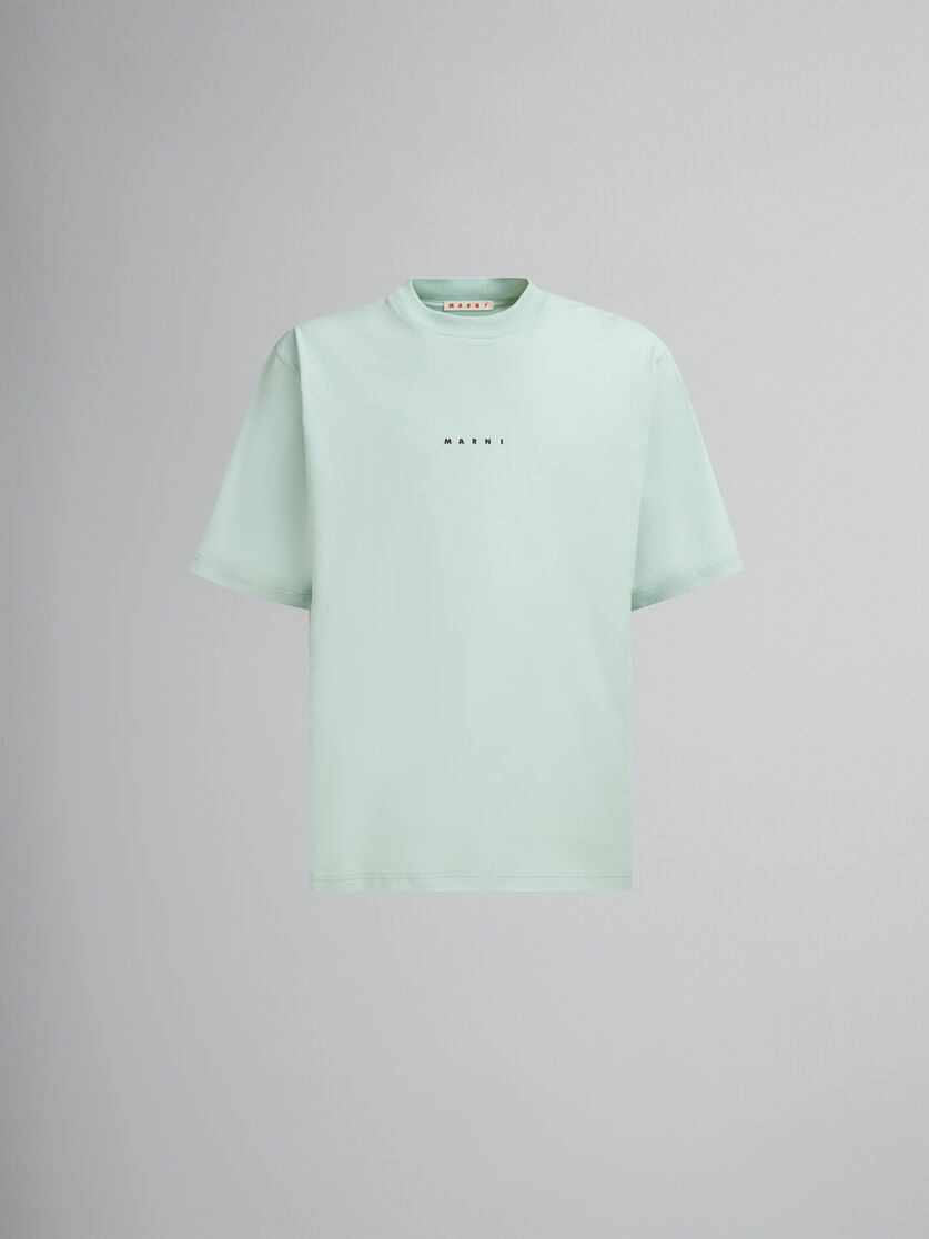 Green organic cotton T-shirt with mini Marni logo | Marni