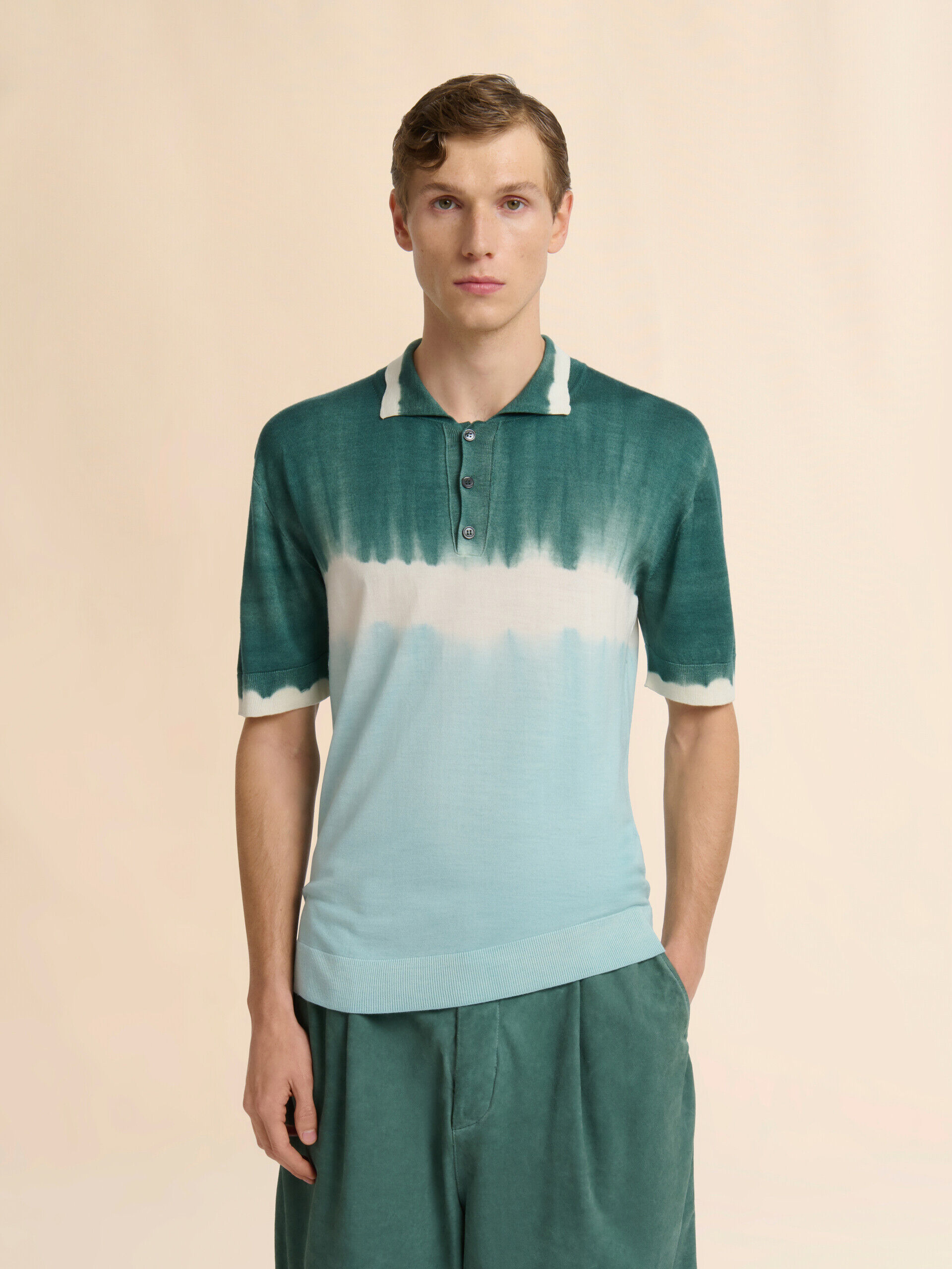 ブルー ウール＆シルク製シャツ、タイダイエフェクト | Marni