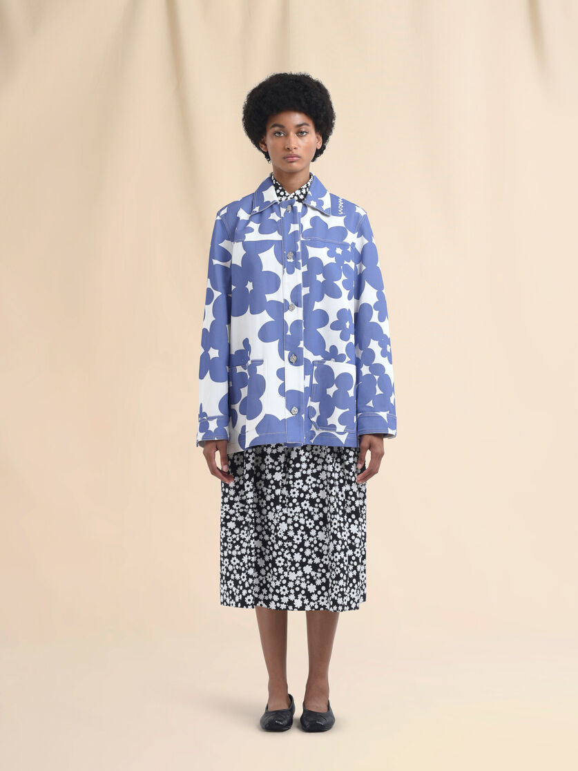 Cotton jacket with white and light blue Dillies print - Jackets - Image 2