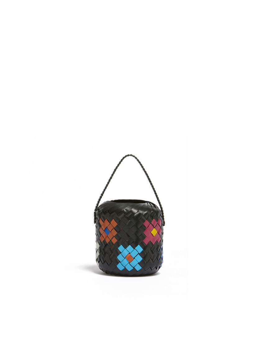 Bolso MARNI MARKET BUCKET pequeño negro con flor - Bolsos shopper - Image 3