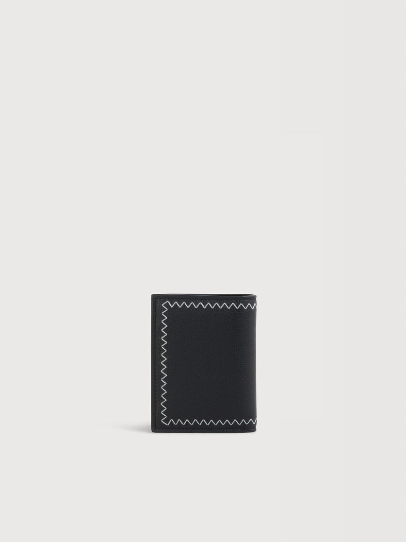 Black bi-fold wallet with Marni Symbol embroidery, Image 3
