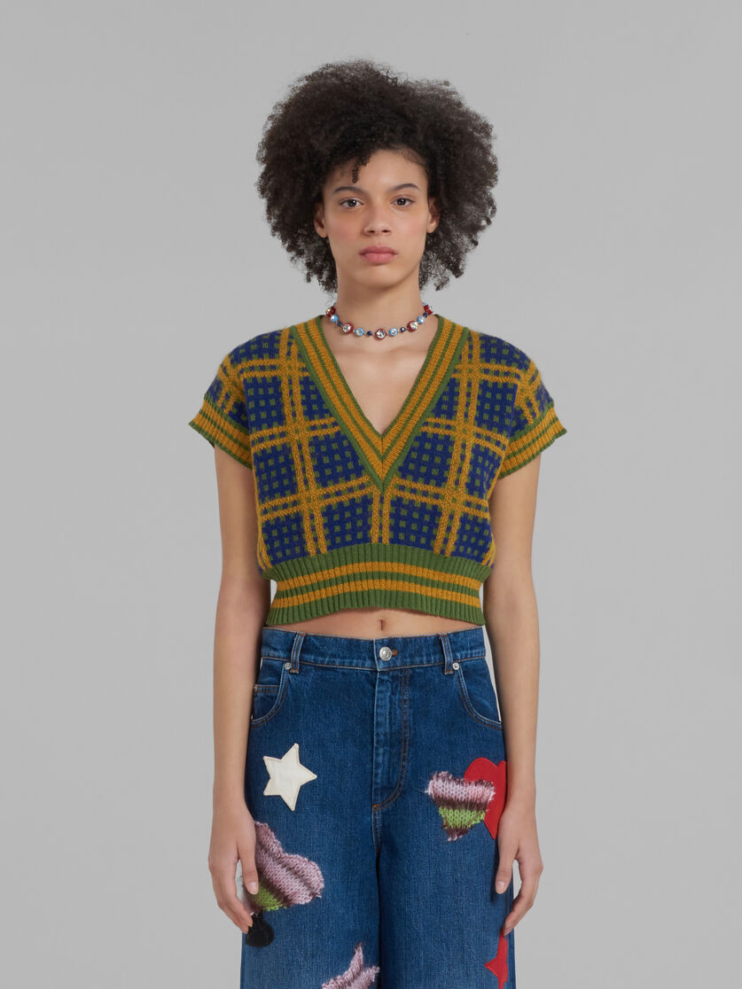 Green sleeveless jumper with '50s check - Pullovers - Image 2