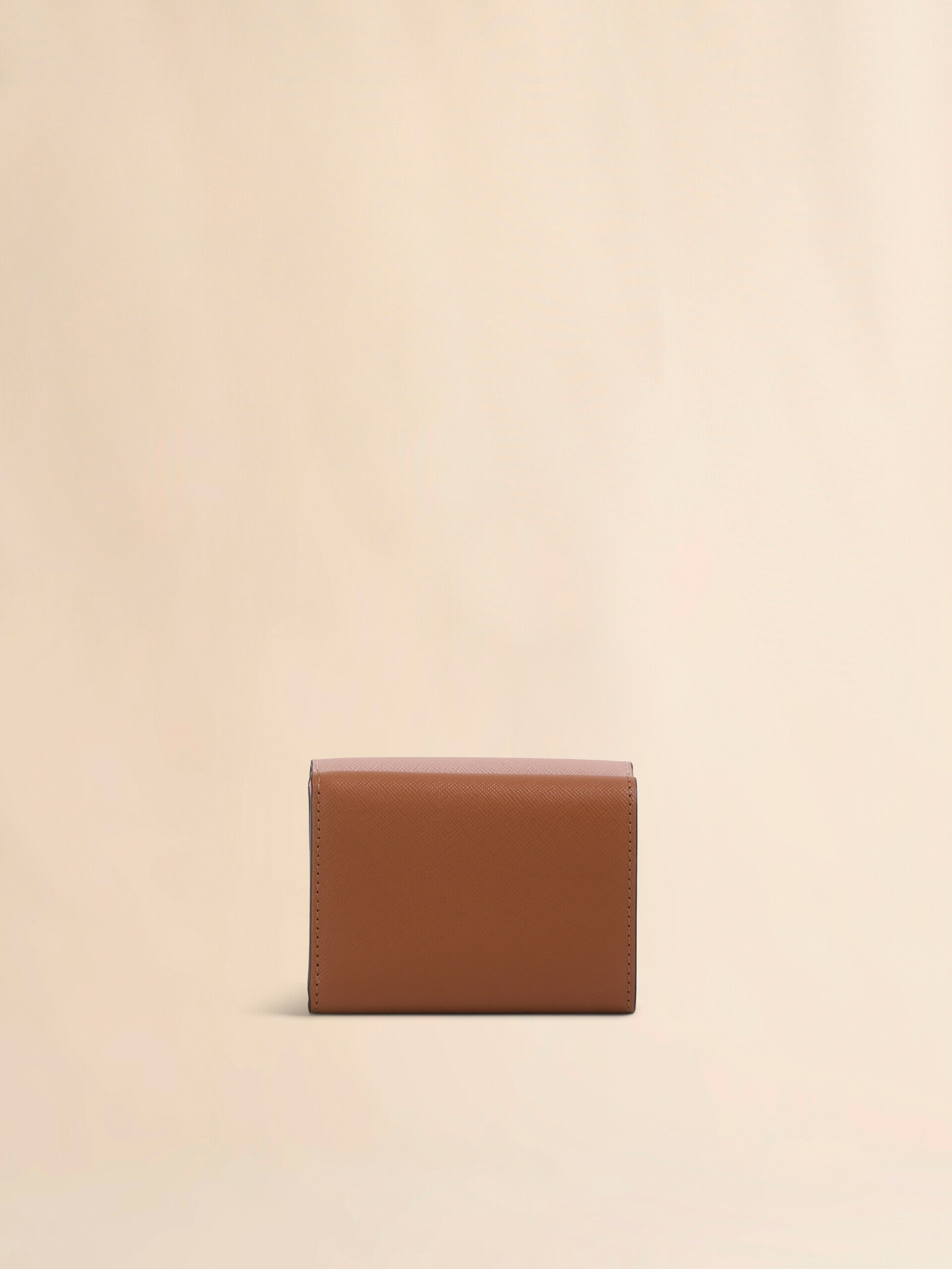 MARNI 三つ折り財布 ブラウン/ピンク アンティークピンク ピンク ブラウン サフィアーノレザー製 三