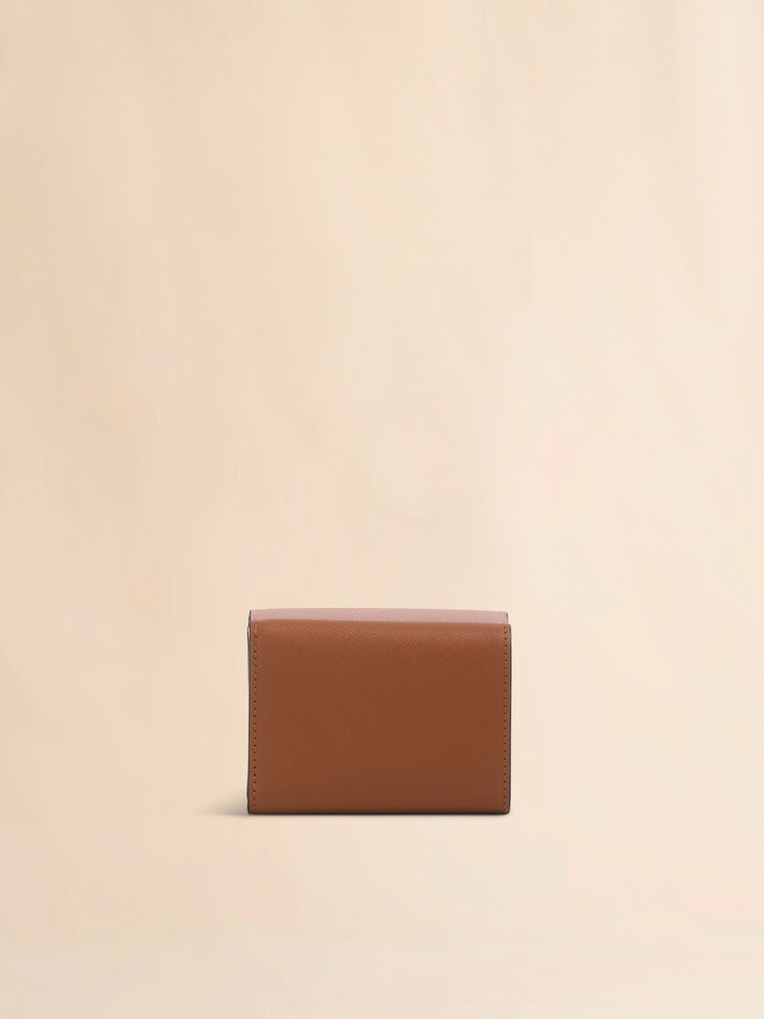 Trifold wallet in blue, cream and brown saffiano leather - Wallets - Image 3