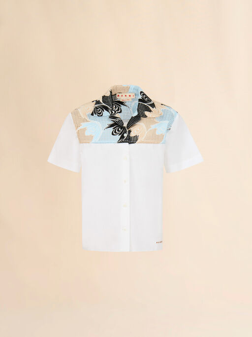 White poplin shirt with broderie anglaise yoke - Shirts