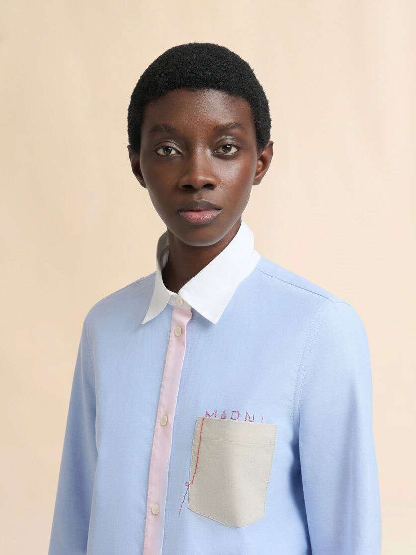 Blue cotton baby shirt with handstitched Marni logo - Shirts - Image 4