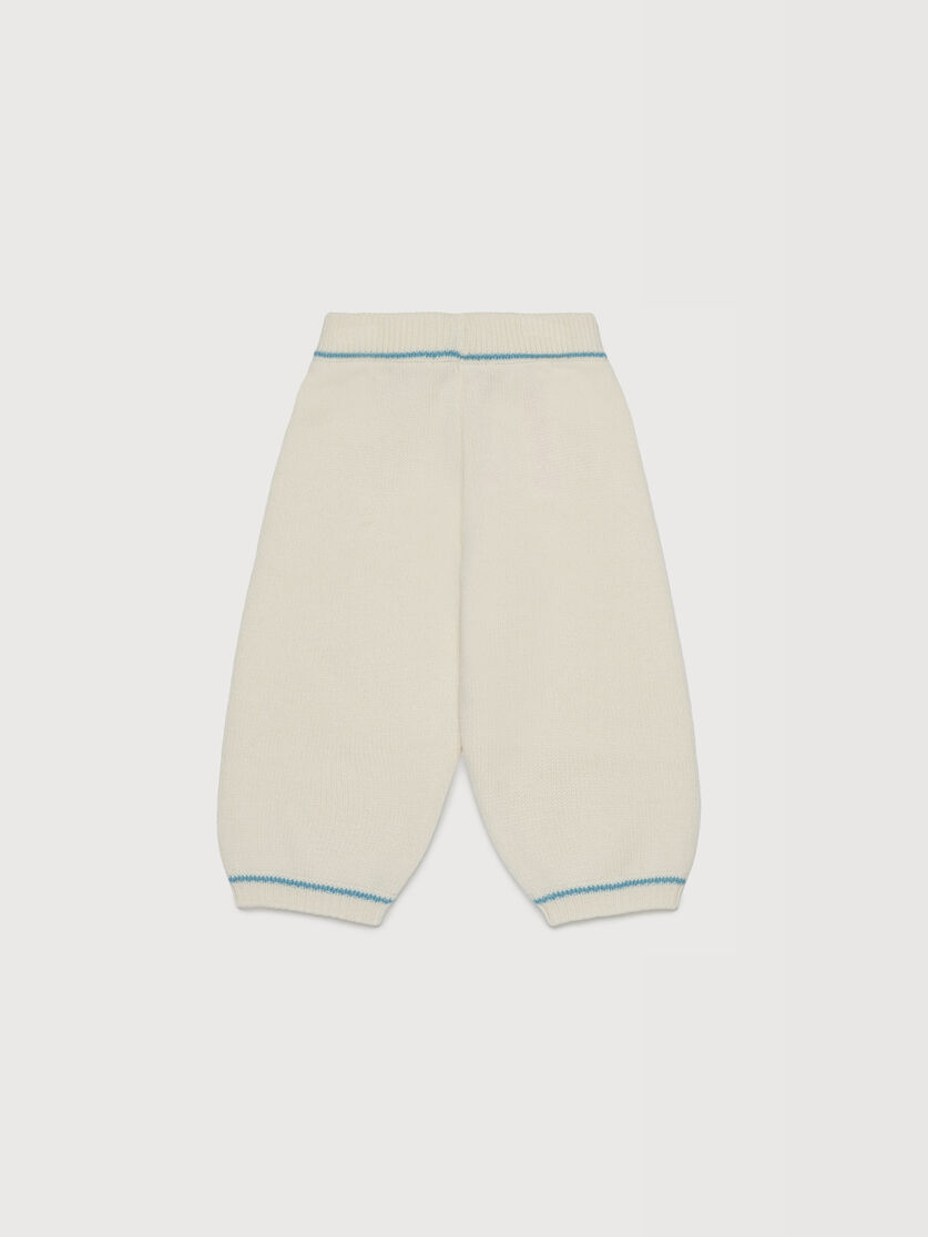 Beige cashmere blend trousers with embroidered Marni logo, Image 2