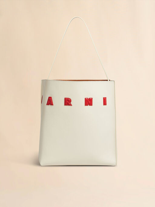 White leather Museo medium hobo Bag with patches - Shopping Bags