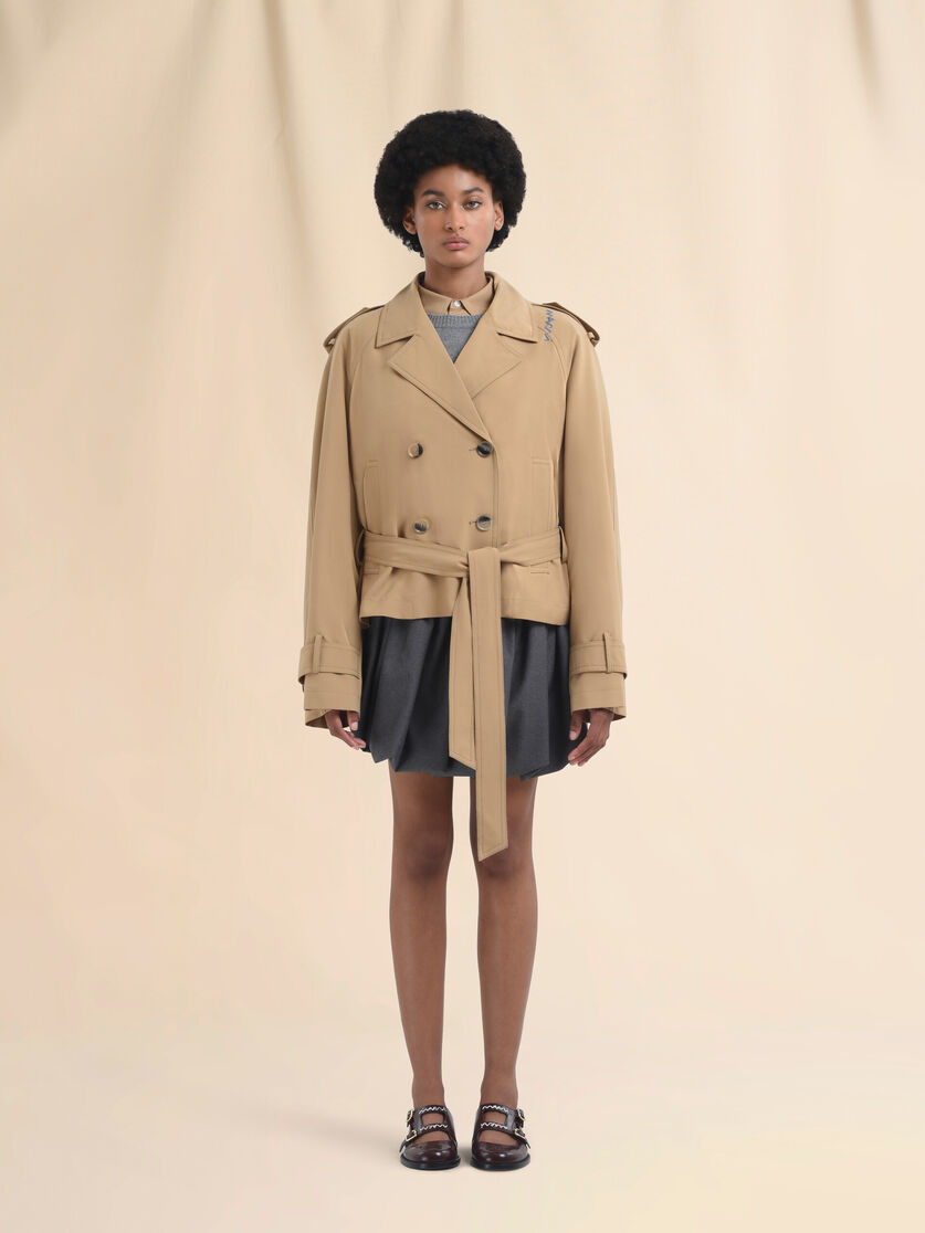 Short beige wool blend trench with Marni Symbol - Jackets - Image 2