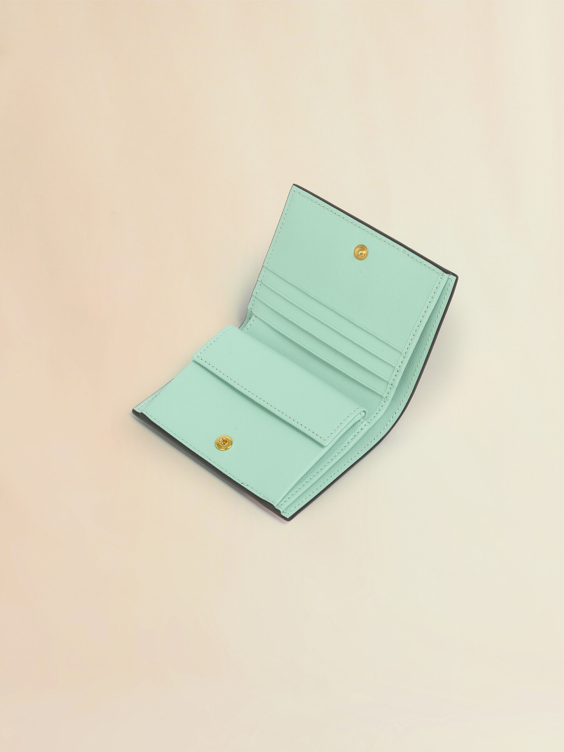 MARNI ライトグリーン、ホワイト、ブラウン サフィアーノレザー製ウォレット ライトグリーン、ホワイト、ブラウン サフィアーノレザー製ウォレット