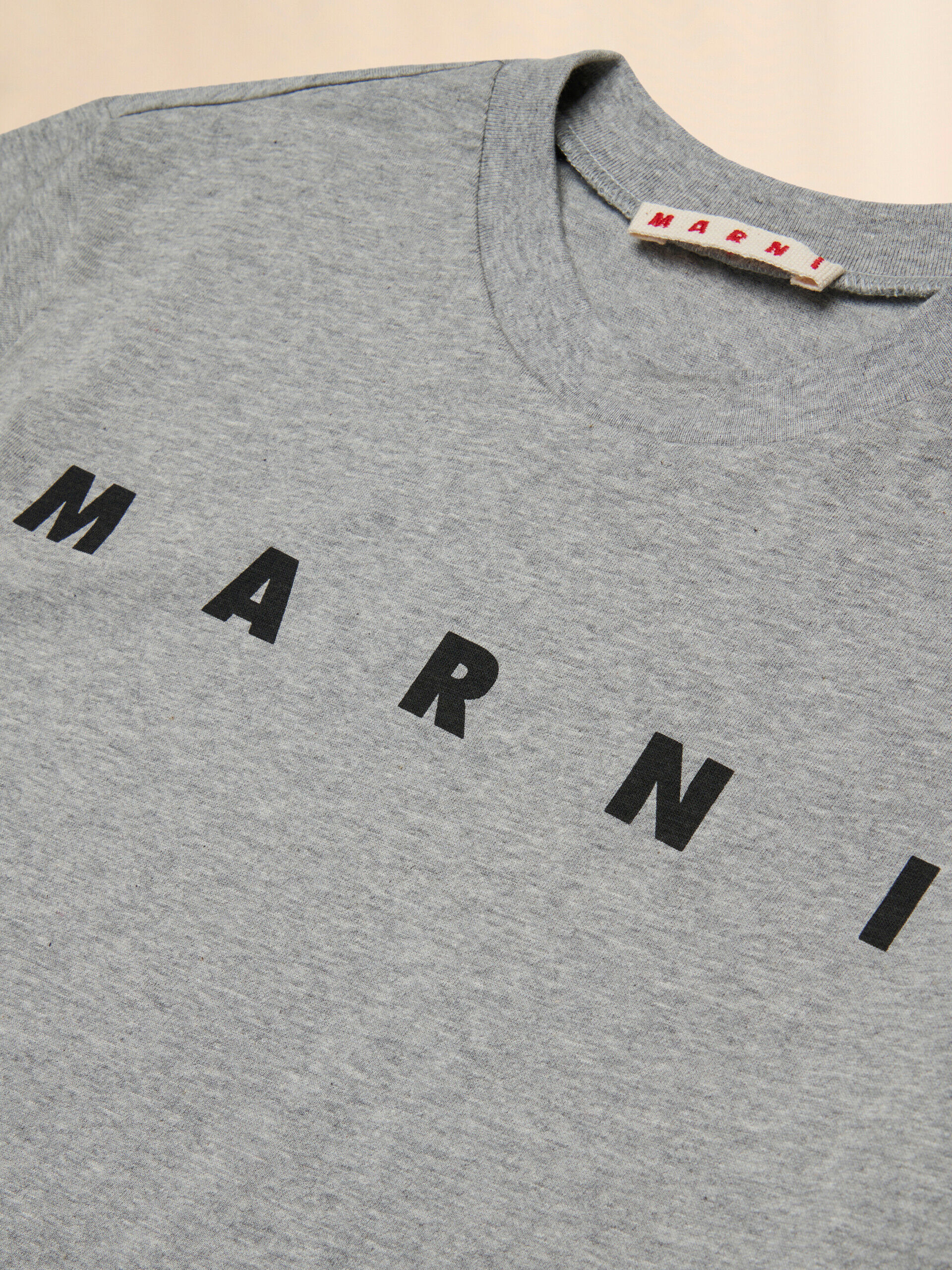 MARNI プリント　Tシャツ　グレー Gray melange cotton t-shirt with logo | Marni