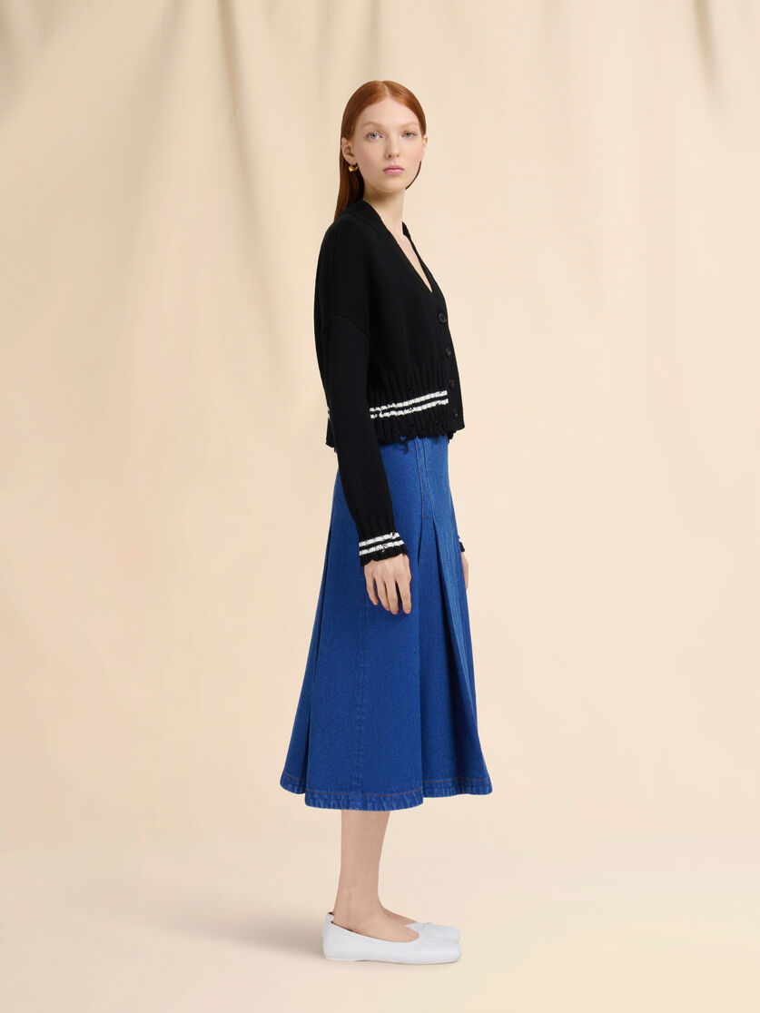 Black dishevelled cotton cardigan - Pullovers - Image 5