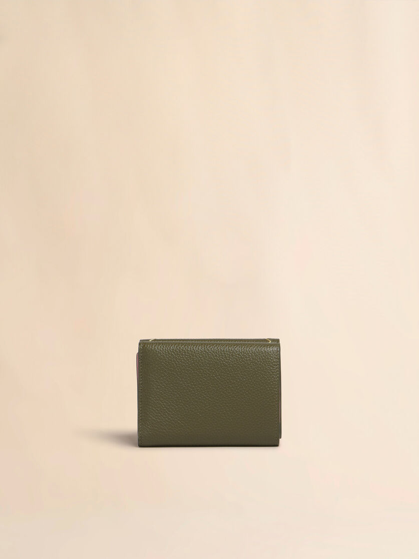 Light blue leather trifold wallet with Marni Mending embroidery - Wallets - Image 3