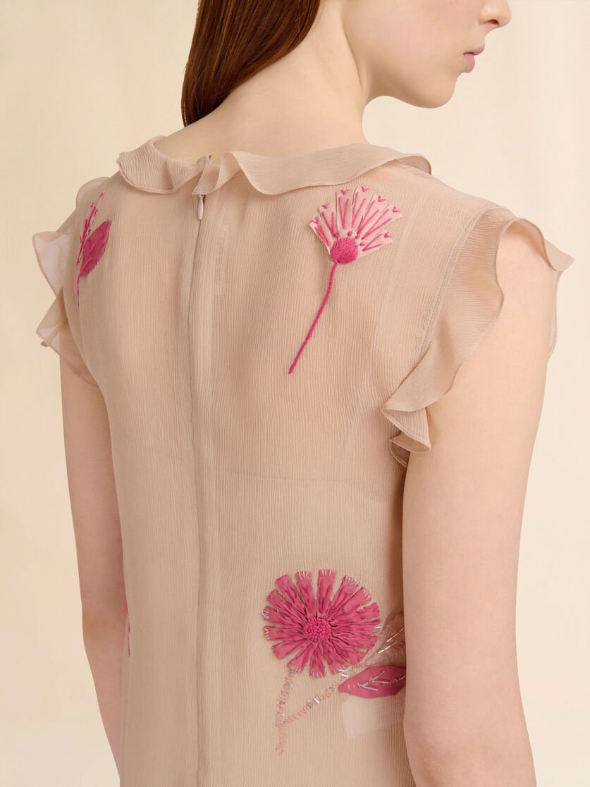 Robe en soie nude avec broderie camélia - Robes - Image 5