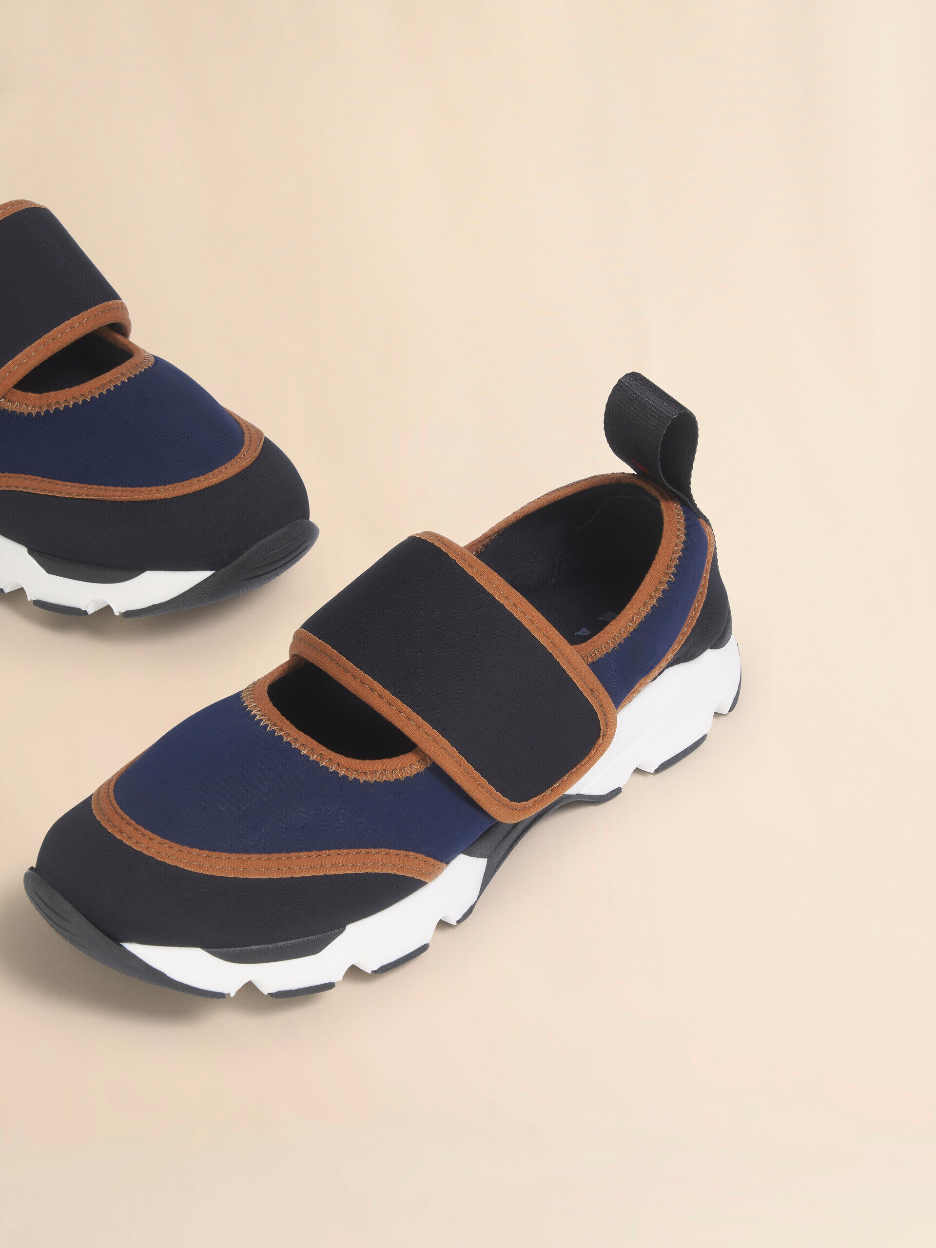 Deep blue and black lycra Mary Jane Running Sneaker | Marni