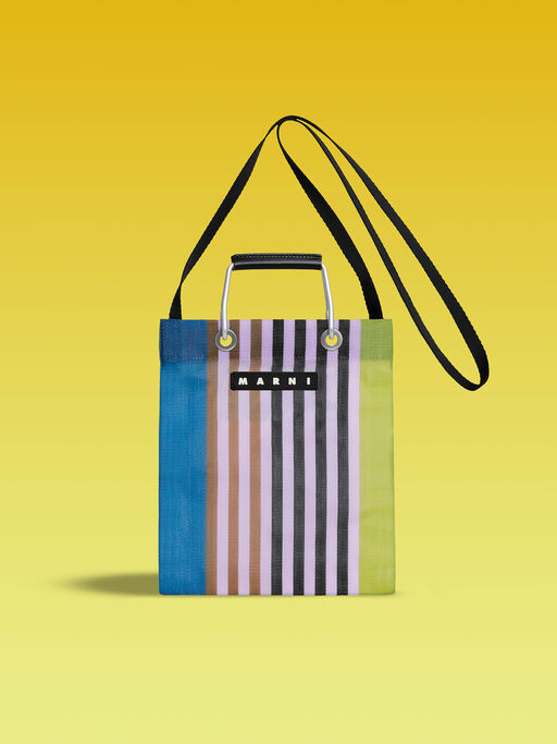 パープル MARNI MARKET STRIPE MINI SHOULDER BAG - ハンドバッグ