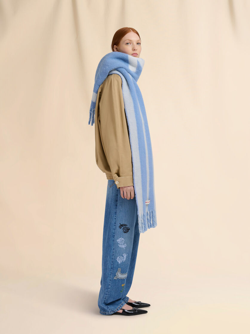 Blue striped alpaca scarf - Scarves - Image 2
