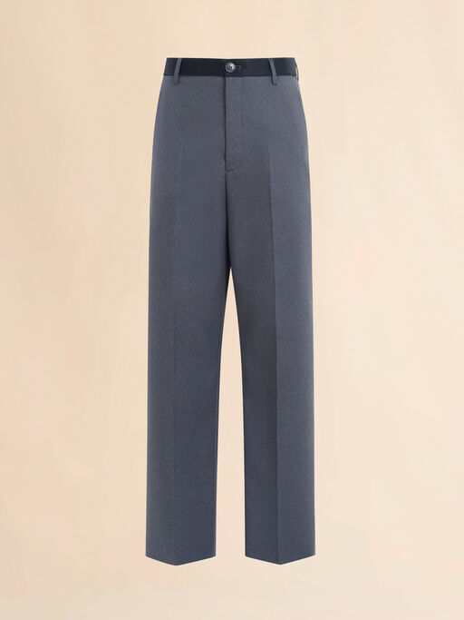 Grey tropical wool trousers with contrasting waistband - Pants