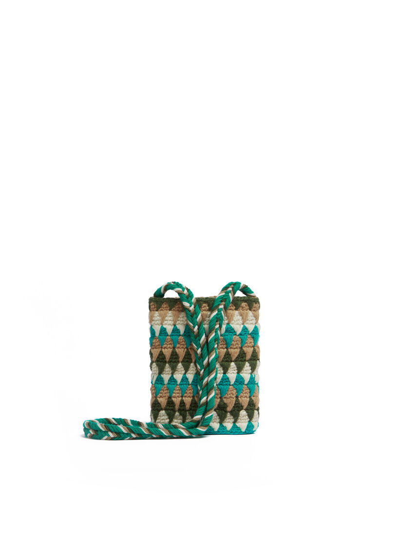 Sac porté épaule Marni Market Chessboard gris réalisé au crochet - Sacs cabas - Image 3