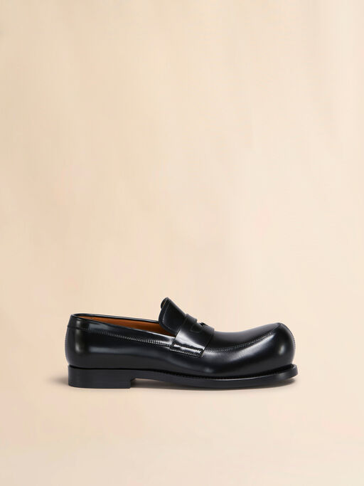 Schwarze Mokassins New Wave aus Leder - Schnürschuhe
